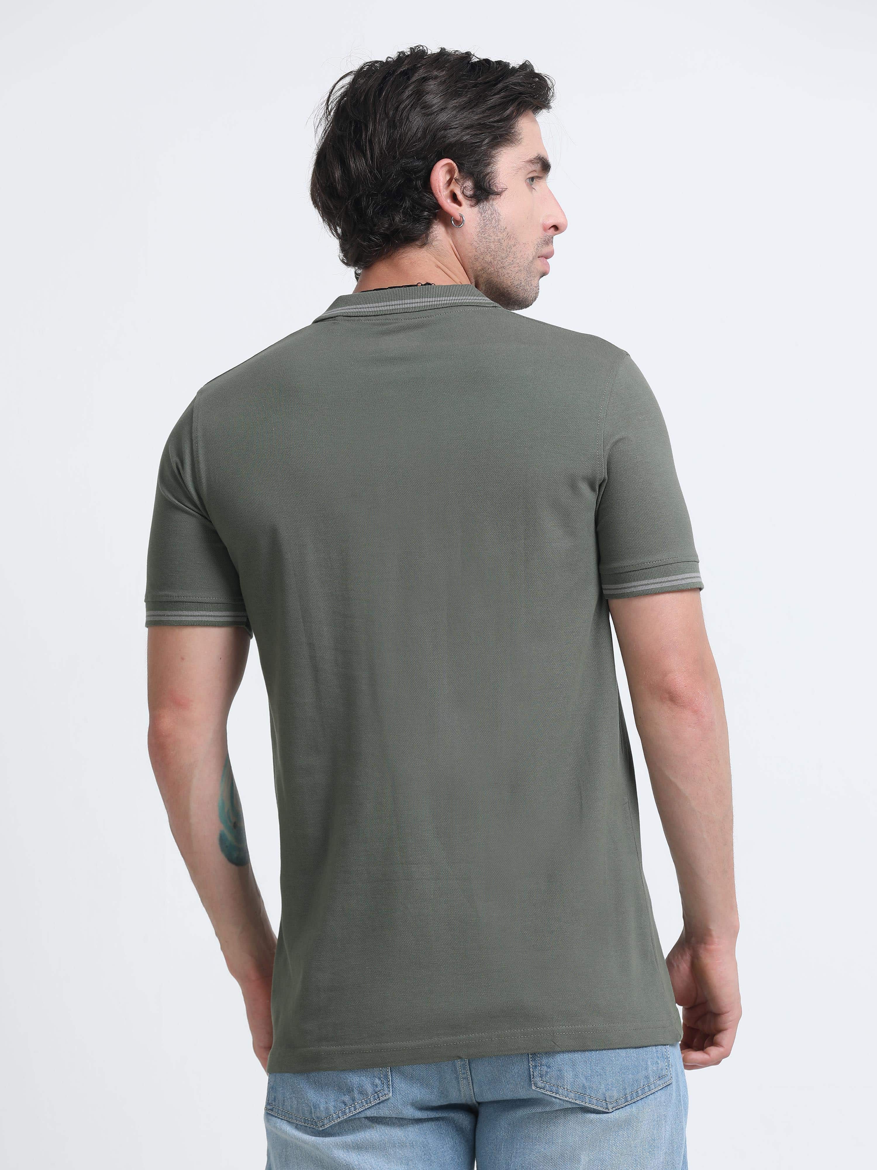 prime polo tshirt olive green